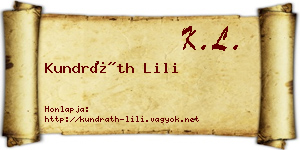 Kundráth Lili névjegykártya